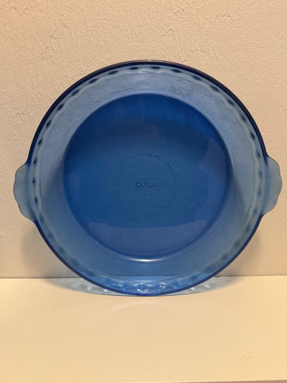 Pyrex Blue Glass Round Baking Dish with Handles